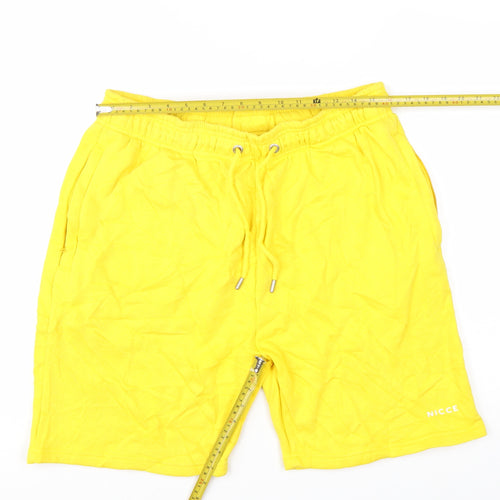 NICCE Men's Yellow 2XL Sweat Shorts Drawstring Elastic Waist Casual
