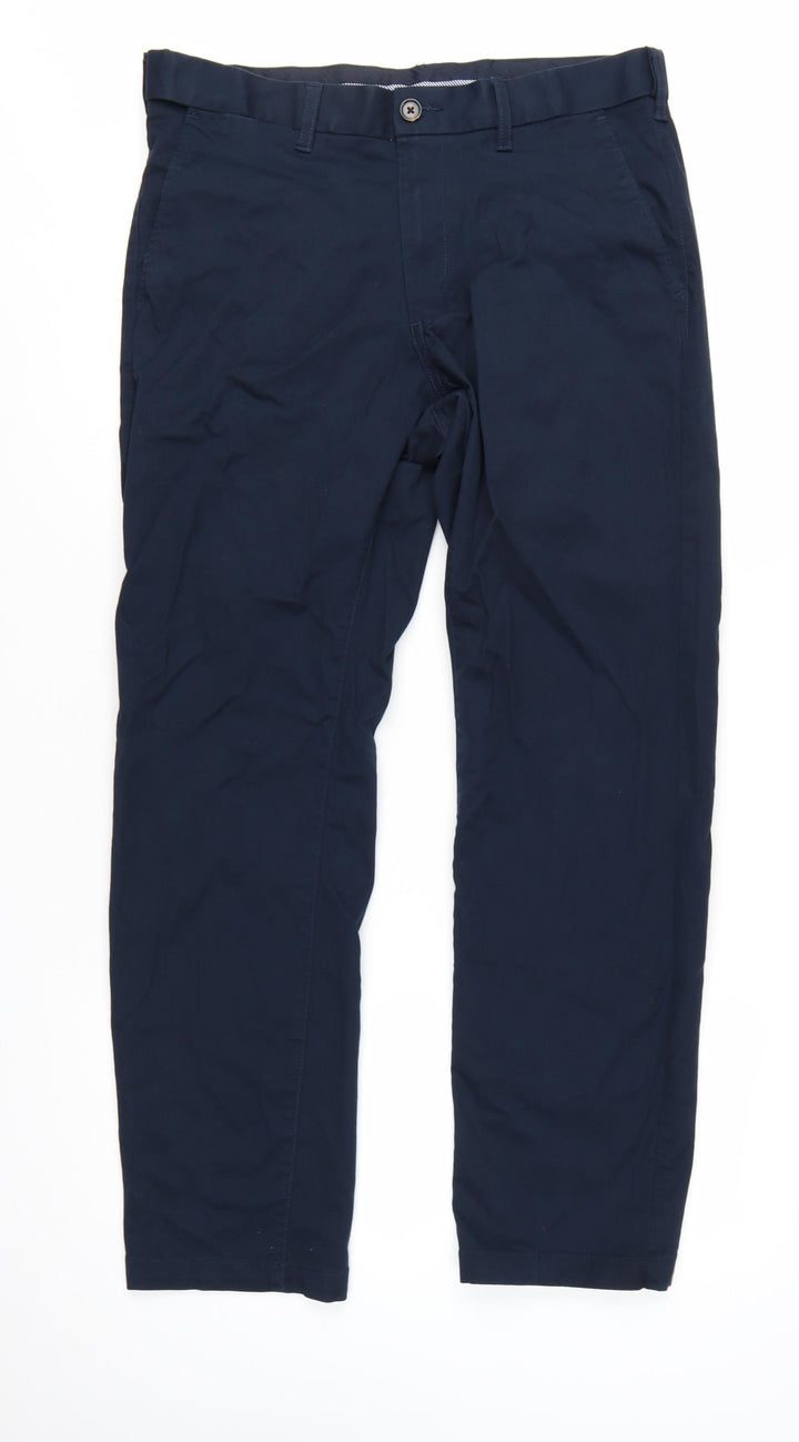 Marks and Spencer Men's Blue Heritage Regular Fit Chino Trousers 34W 31L