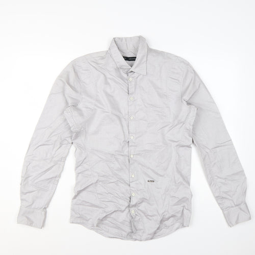 DSQUARED2 Men's Grey Slim Fit Cotton Button-Up Shirt Size 50