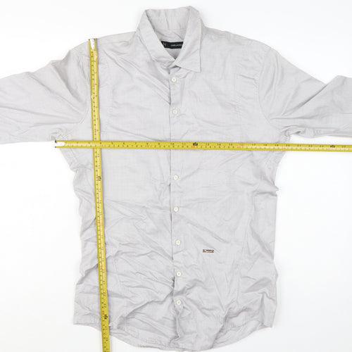 DSQUARED2 Men's Grey Slim Fit Cotton Button-Up Shirt Size 50