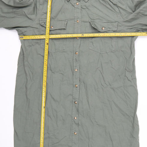 Marks and Spencer Women’s Green Size 18 Cotton Long Sleeve Shirt Dress