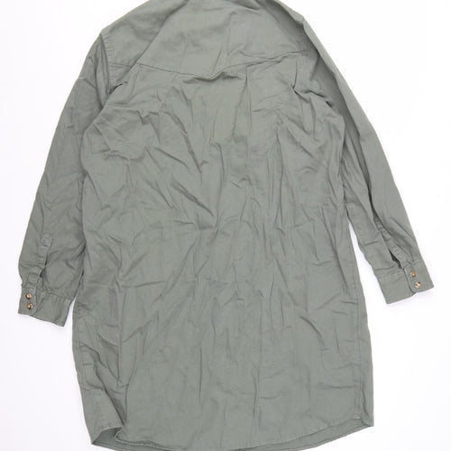 Marks and Spencer Women’s Green Size 18 Cotton Long Sleeve Shirt Dress