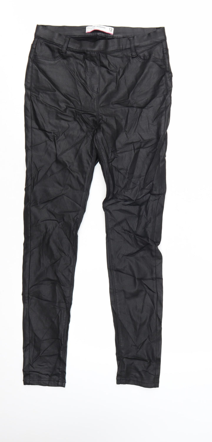 Next Women Black Size 12 Long Pull-On Mid Rise Leggings
