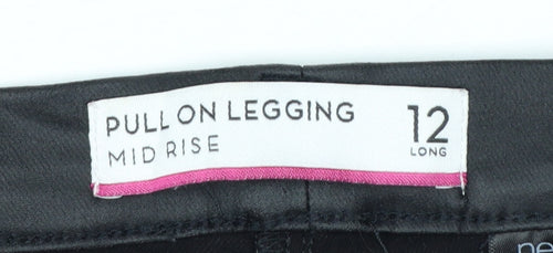 Next Women Black Size 12 Long Pull-On Mid Rise Leggings