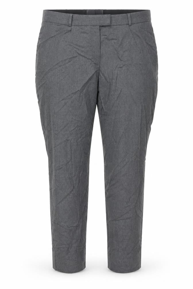 Front view of H&M Viktor & Rolf Women's Grey Wool Trousers, size 16, Pleated Workwear