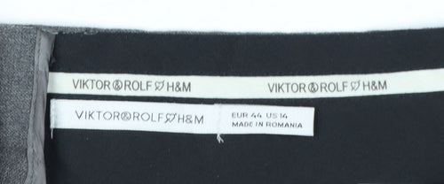 H&M Viktor & Rolf Women's Grey Wool Trousers Size 16 Pleated Workwear