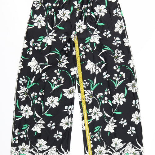 Marks and Spencer Womens Multicoloured Floral Wide-Leg Trousers Size 6
