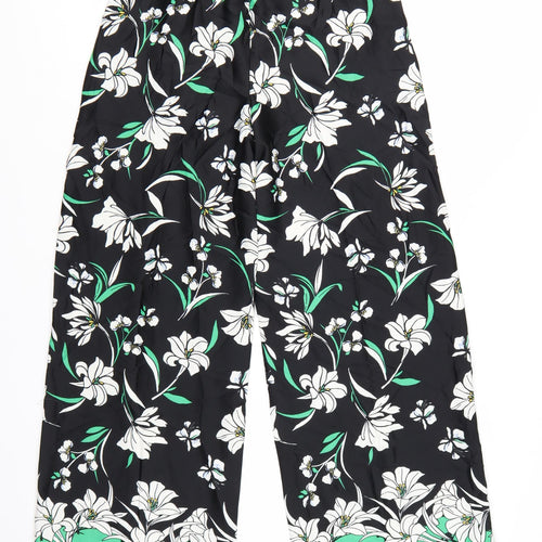 Marks and Spencer Womens Multicoloured Floral Wide-Leg Trousers Size 6