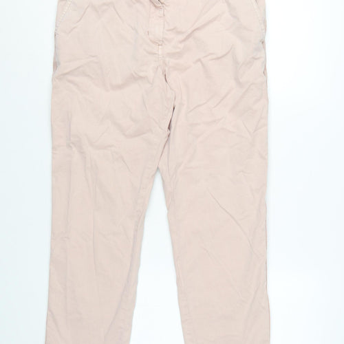 Marks and Spencer Women’s Beige Chino Trousers Size 12 Regular Twill Cotton Stretch
