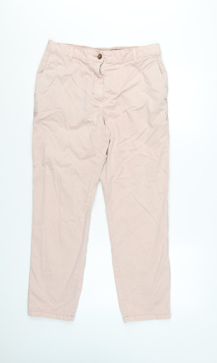 Marks and Spencer Women’s Beige Chino Trousers Size 12 Regular Twill Cotton Stretch