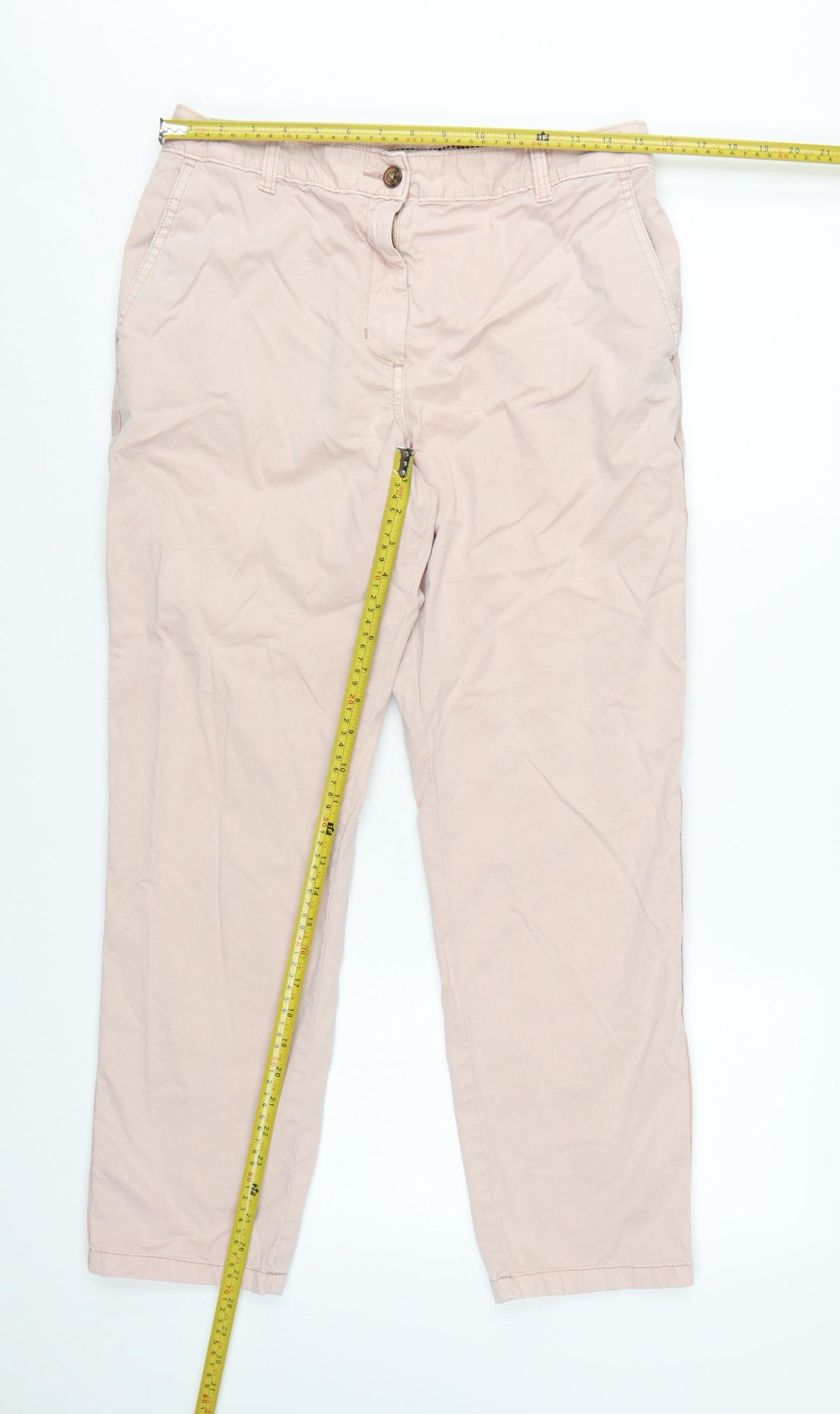 Marks and Spencer Women’s Beige Chino Trousers Size 12 Regular Twill Cotton Stretch