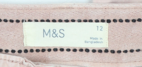 Marks and Spencer Women’s Beige Chino Trousers Size 12 Regular Twill Cotton Stretch