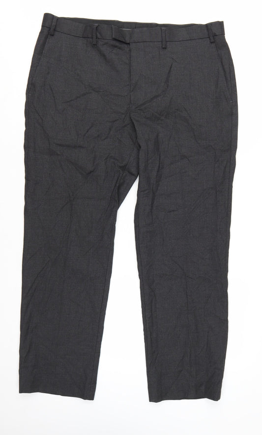 Marks and Spencer Men's Grey Regular Fit Dress Trousers 38W 29L