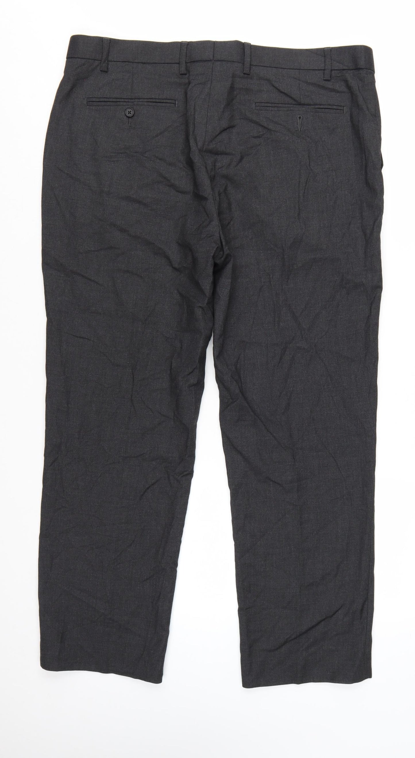 Marks and Spencer Men's Grey Regular Fit Dress Trousers 38W 29L