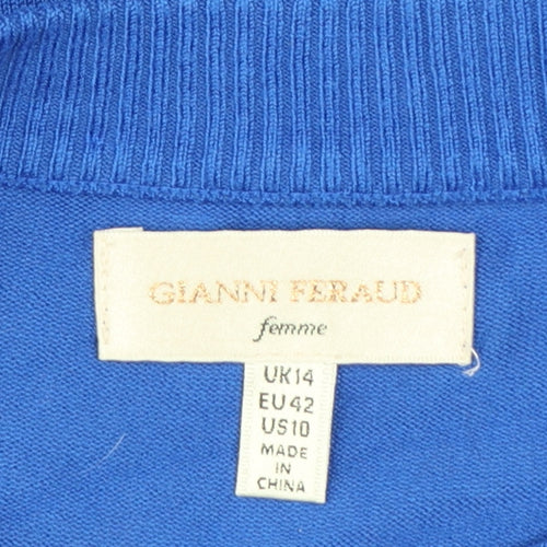 Gianni Feraud Women Blue Crew Neck Viscose Knit Jumper Size 14