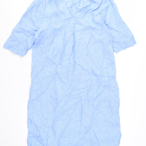 Marks and Spencer Women Blue Linen Shift Dress Size 12