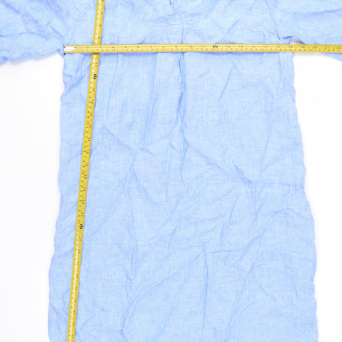 Marks and Spencer Women Blue Linen Shift Dress Size 12
