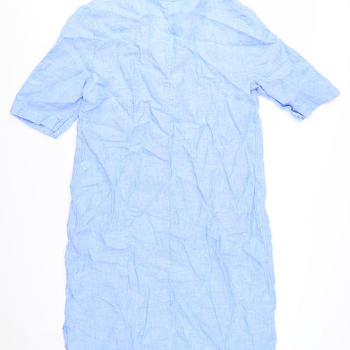 Marks and Spencer Women Blue Linen Shift Dress Size 12