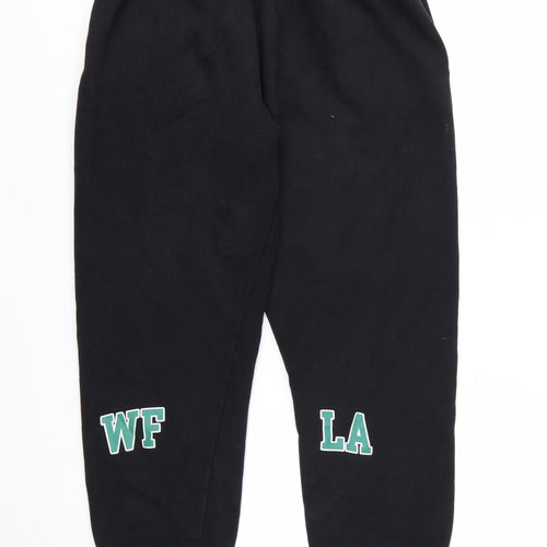 White Fox Women's Black Small Jogger Sweatpants with Logo Print