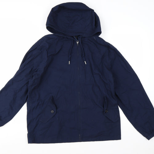 Uniqlo Men's Blue Cotton Hooded Windbreaker Jacket L