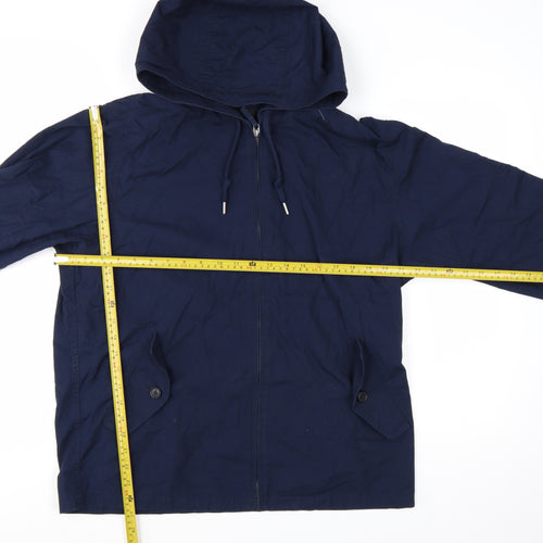 Uniqlo Men's Blue Cotton Hooded Windbreaker Jacket L