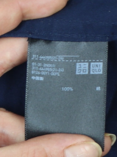 Uniqlo Men's Blue Cotton Hooded Windbreaker Jacket L