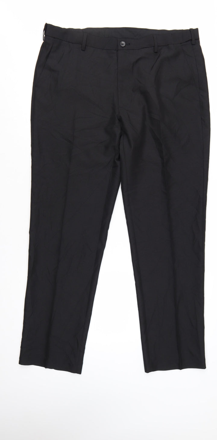 Marks and Spencer Men's Black Regular Fit Dress Pants 38x31