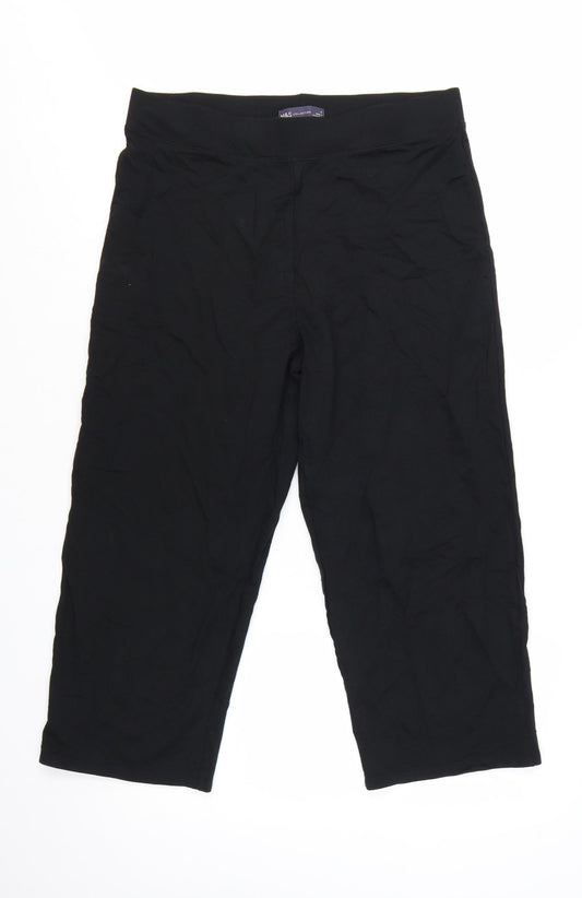 Marks and Spencer Women Black Size 14 Capri Leggings Stretch Cotton