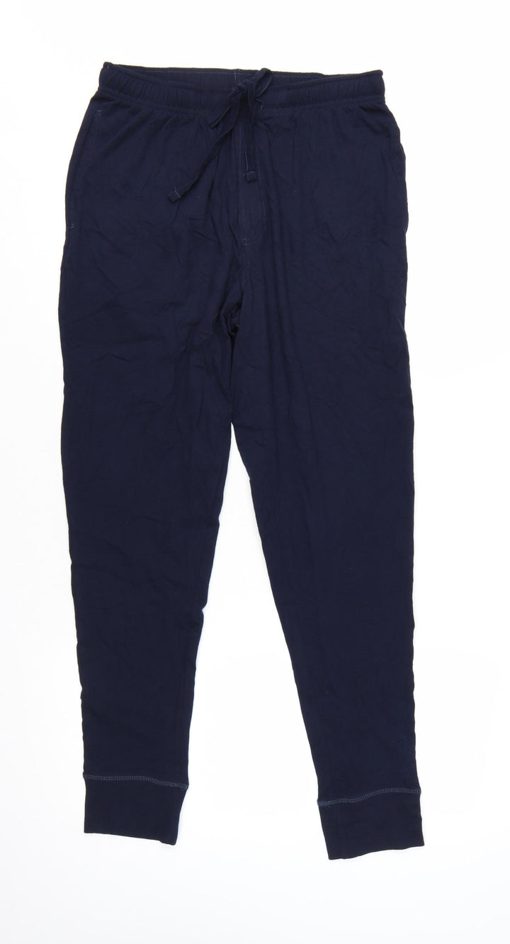Marks and Spencer Men Blue S Pyjama Pants 100% Cotton Drawstring