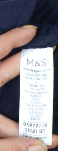 Marks and Spencer Men's Blue 3XL Jogger Trousers in Cotton Blend
