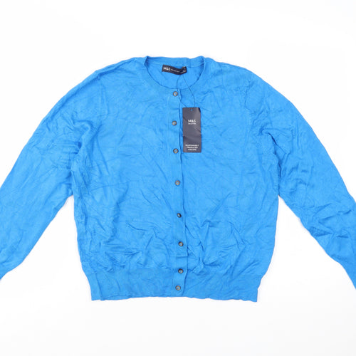 Marks and Spencer Women's Blue Size 14 Cardigan Jumper