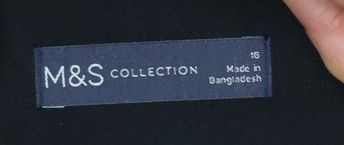 Marks and Spencer Women Black Capri Trousers Size 16 Stretch Cotton