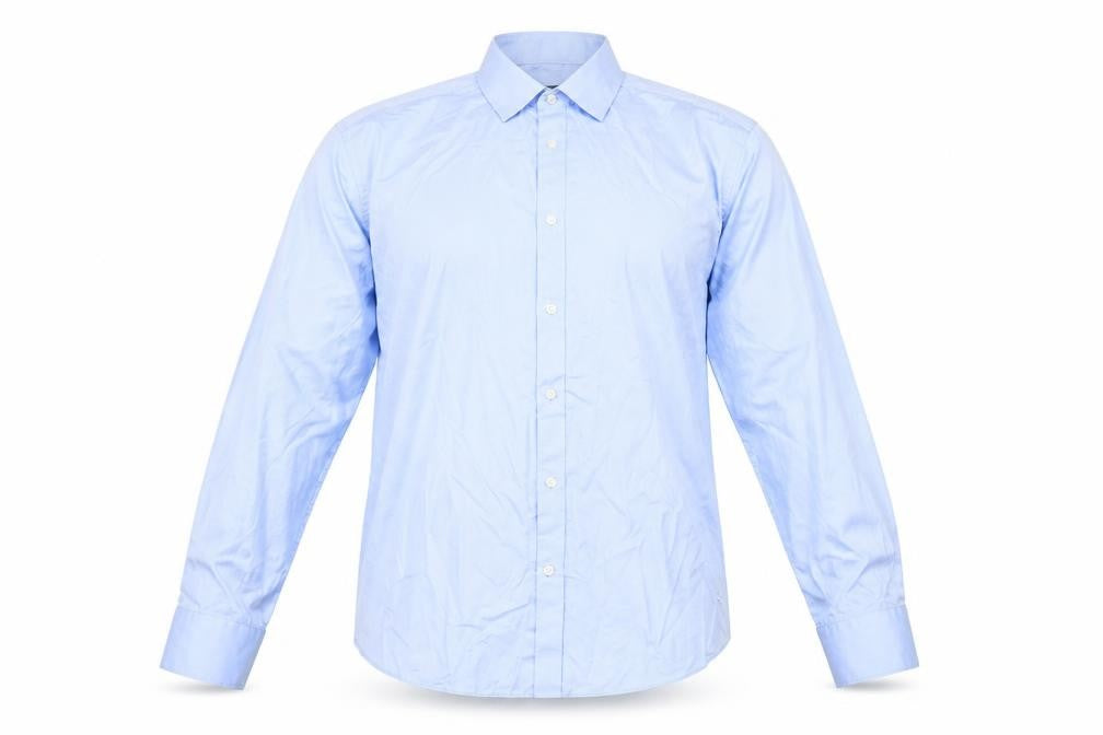 Marks and Spencer Men's Blue Regular Fit Non-Iron 16.5in Shirt