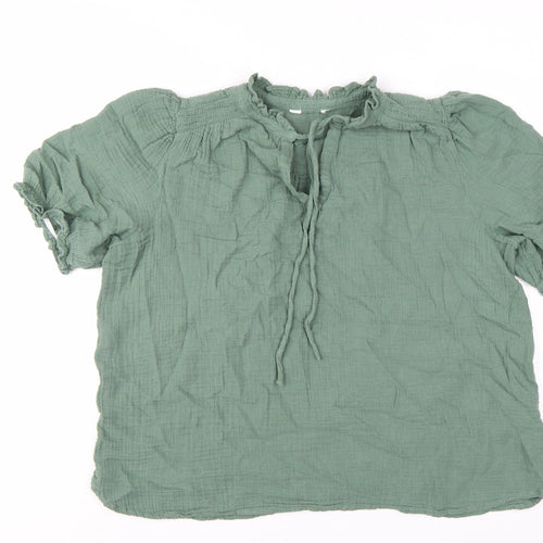 Marks and Spencer Womens Green Cotton Tunic Blouse Size 14