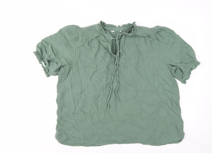 Marks and Spencer Womens Green Cotton Tunic Blouse Size 14