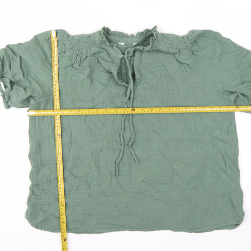 Marks and Spencer Womens Green Cotton Tunic Blouse Size 14