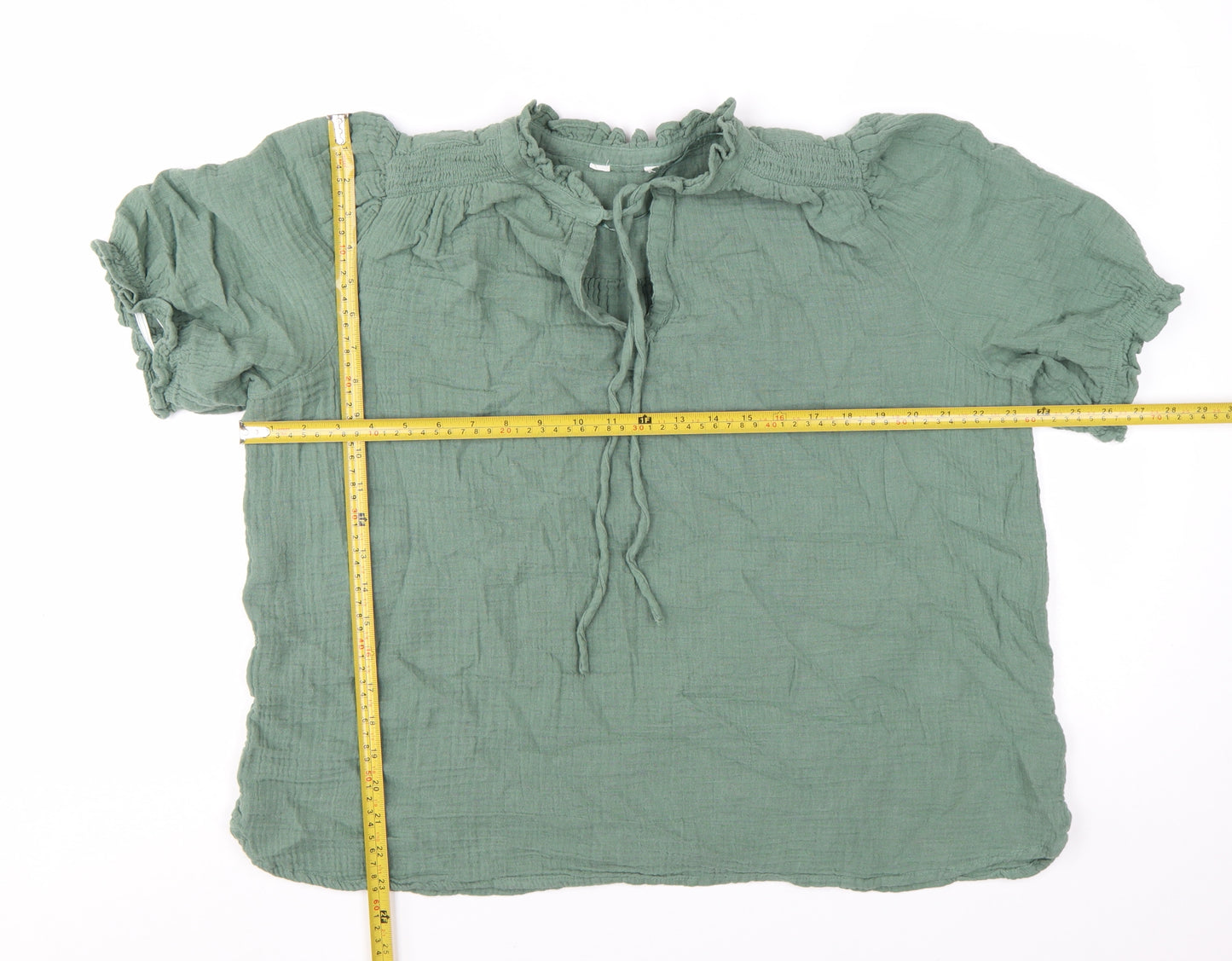 Marks and Spencer Womens Green Cotton Tunic Blouse Size 14