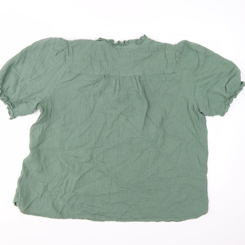 Marks and Spencer Womens Green Cotton Tunic Blouse Size 14