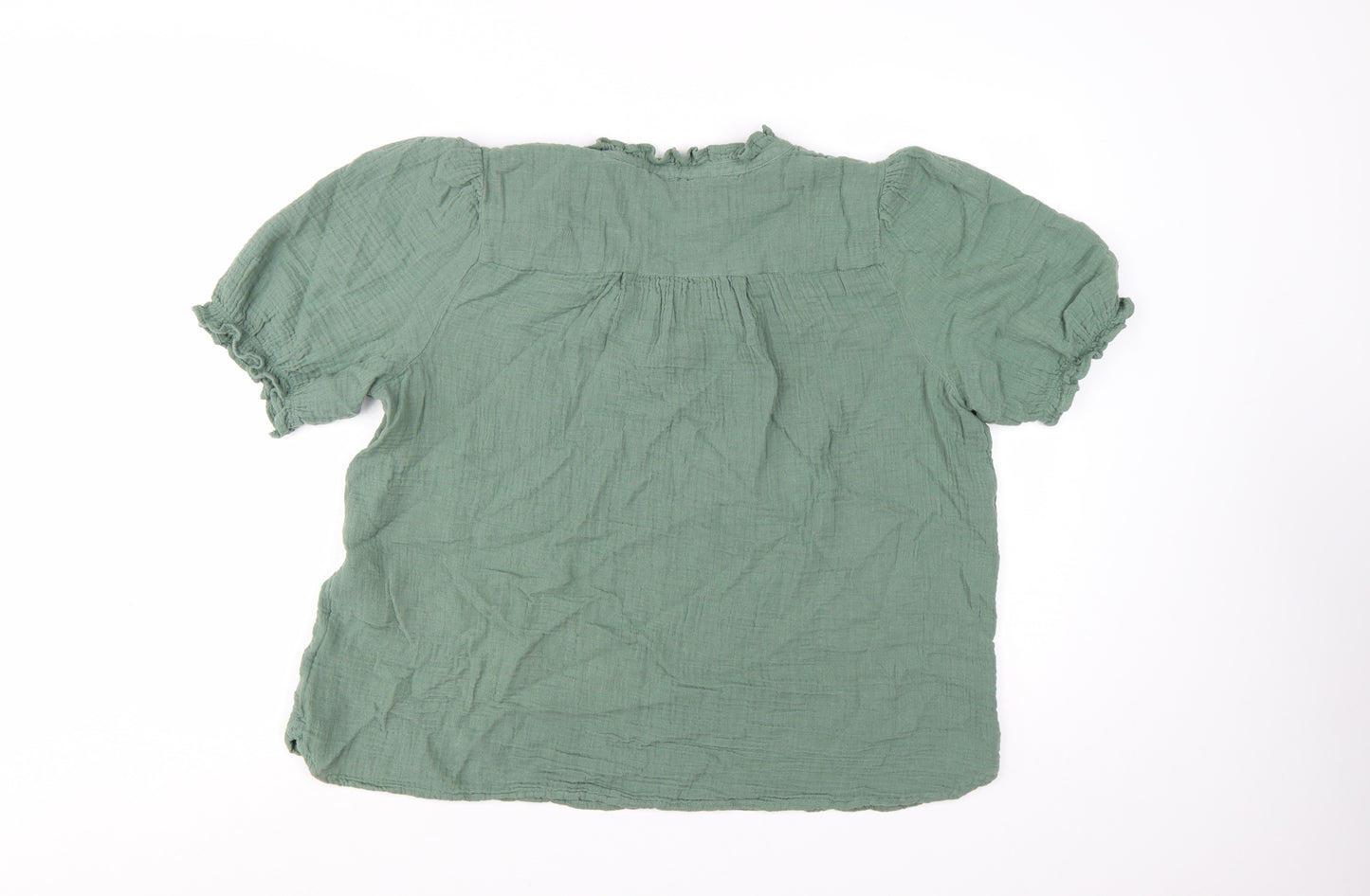 Marks and Spencer Womens Green Cotton Tunic Blouse Size 14