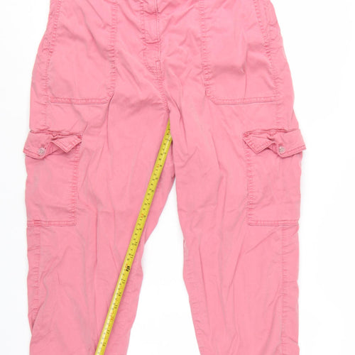 Marks and Spencer Women Pink Cargo Trousers Size 16 Lyocell Blend