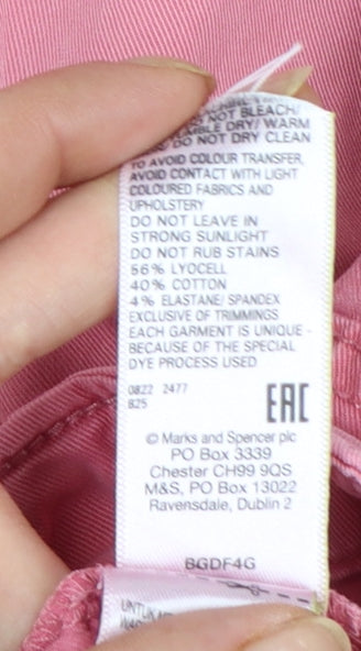 Marks and Spencer Women Pink Cargo Trousers Size 16 Lyocell Blend