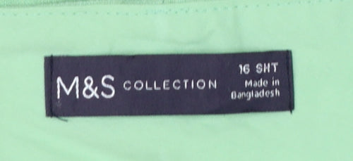 Marks and Spencer Women’s Green Linen Blend Cropped Wide-Leg Trousers Size 16