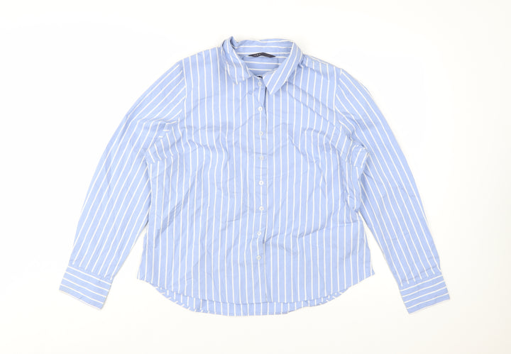Marks and Spencer Women’s Blue Striped Long Sleeve Button-Up Shirt Size 14