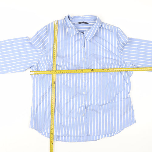 Marks and Spencer Women’s Blue Striped Long Sleeve Button-Up Shirt Size 14