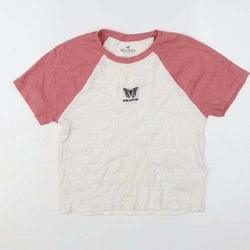 Hollister Women Multicoloured L Cropped Butterfly Baby Tee Top
