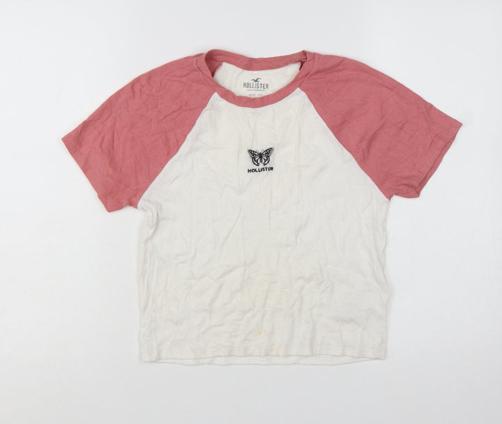 Hollister Women Multicoloured L Cropped Butterfly Baby Tee Top