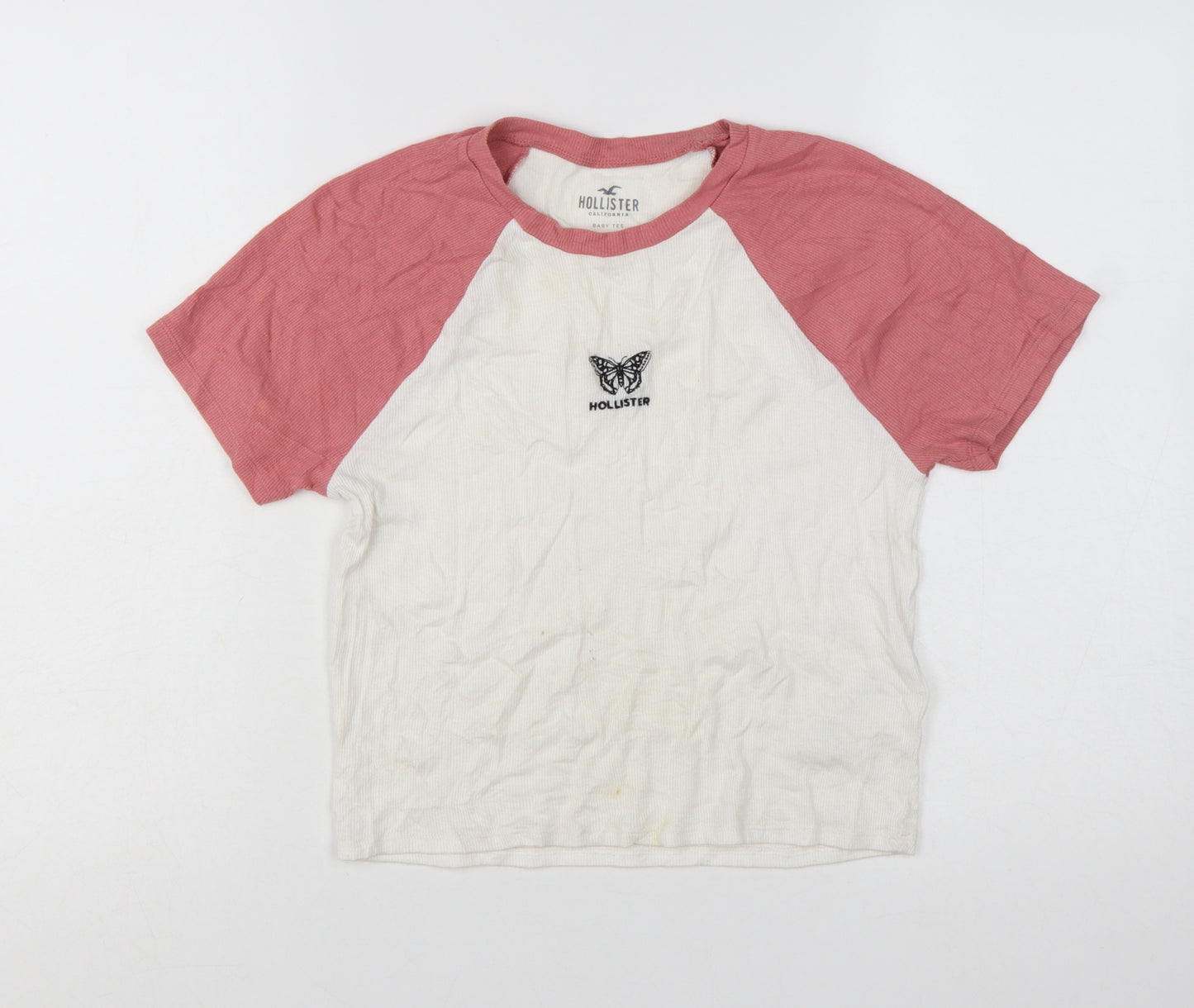 Hollister Women Multicoloured L Cropped Butterfly Baby Tee Top