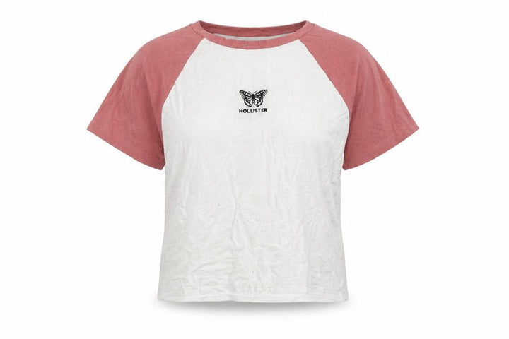 Hollister Women Multicoloured L Cropped Butterfly Baby Tee Top