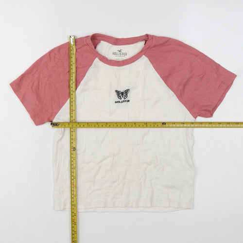 Hollister Women Multicoloured L Cropped Butterfly Baby Tee Top
