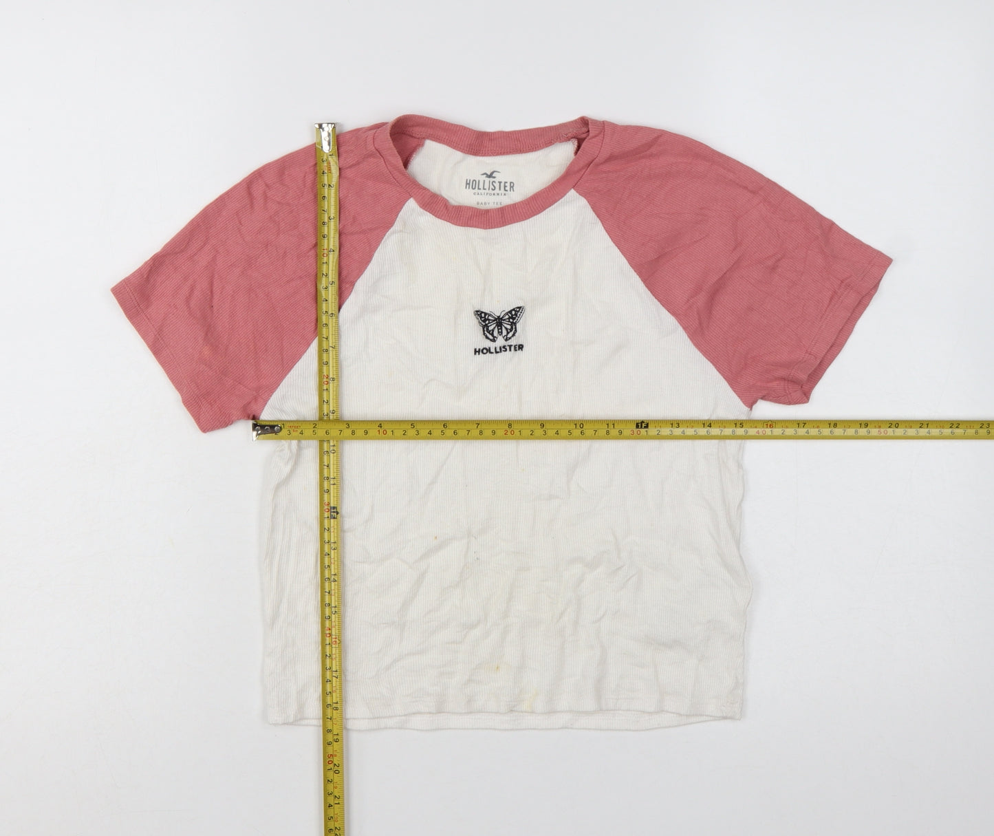 Hollister Women Multicoloured L Cropped Butterfly Baby Tee Top